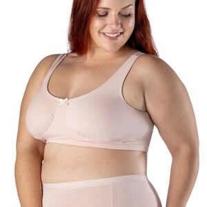 Brand New Elita  Plus Size 42 Pink Bow Cotton Stretch Soft Wireless Bra Comfort